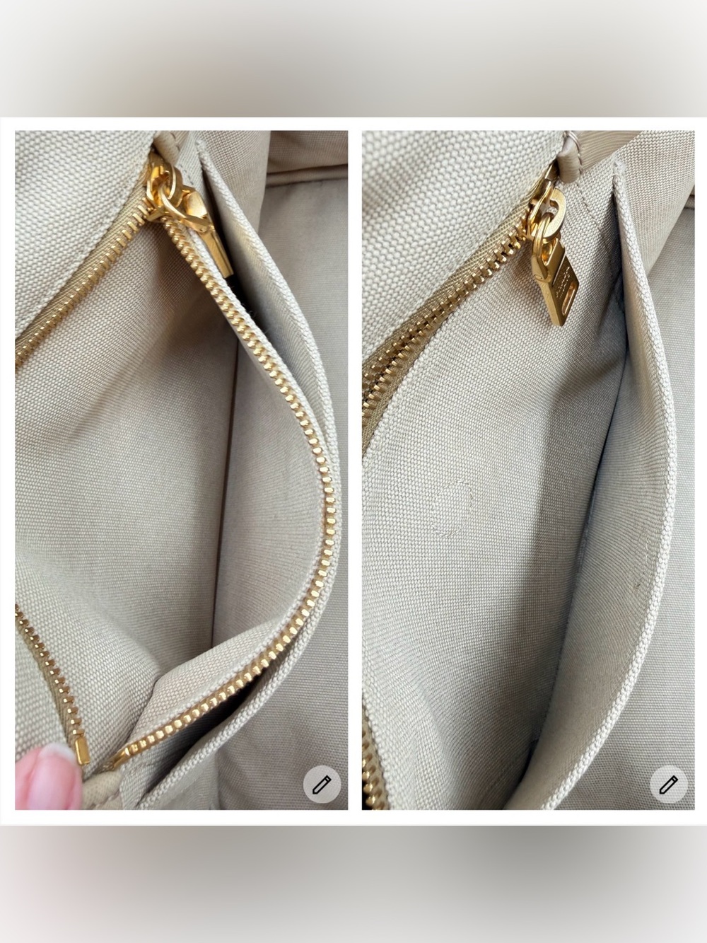 Prada Canapa Large Khaki Tote w/Dust Bag and Entrupy COA Very Good Condition - Picture 13 of 16